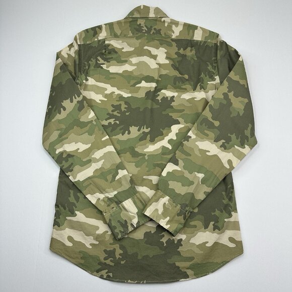 J. Crew Men's NWT Green Camo Button Down Slim-Fit Flex Long Sleeve Shirt XS/C36 - Picture 4 of 11